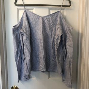 Calvin Klein Striped Cold Shoulder Top